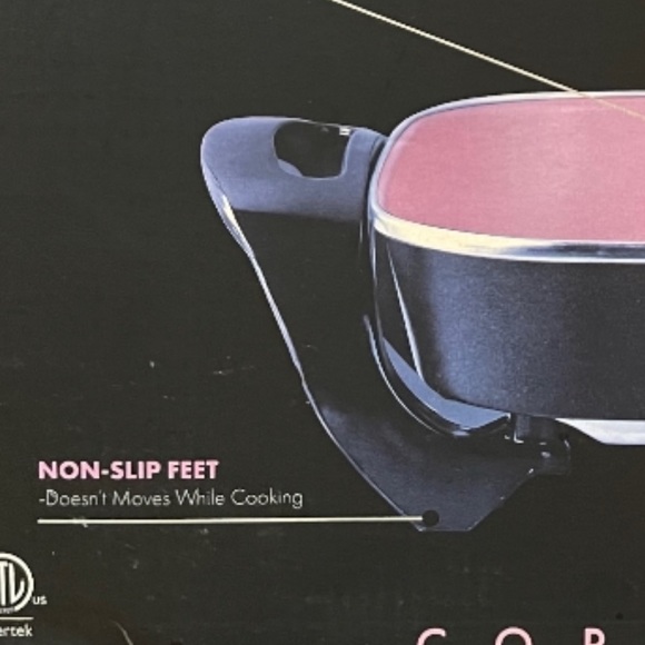 ECO-CHEF -Electric Skillet, Ceramic Nonstick. 1400 watts, 12" square pan, copper - Picture 5 of 11